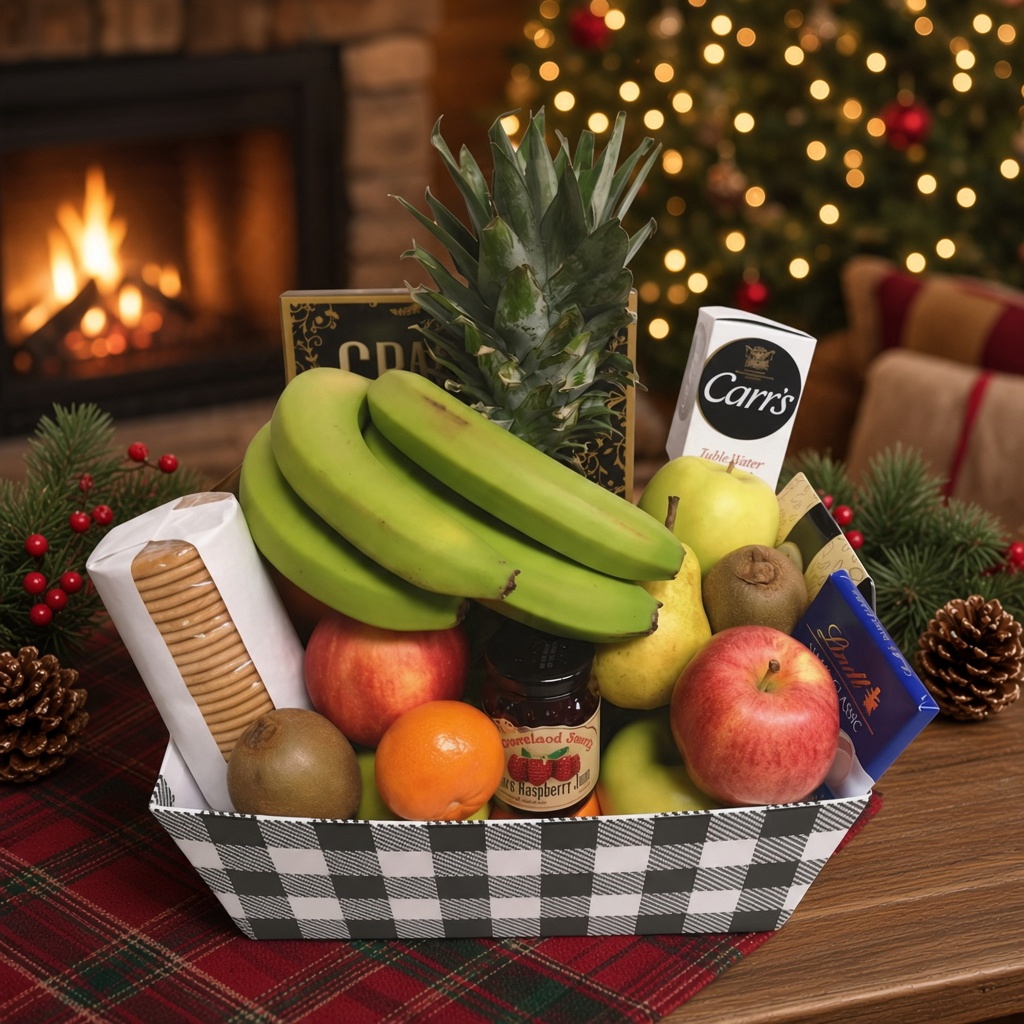 Cheese, Chocolate and Fruit Gift Basket