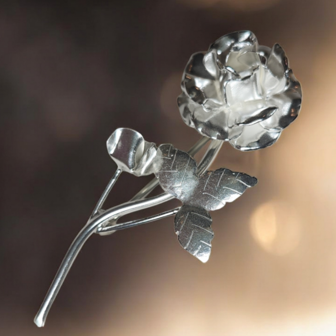 Silver Rose Brooch